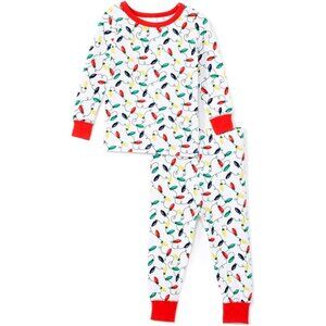 Sleepimini Holiday Long-Sleeve Tight-fit Cotton 2-Piece Pajama Set - 4 T